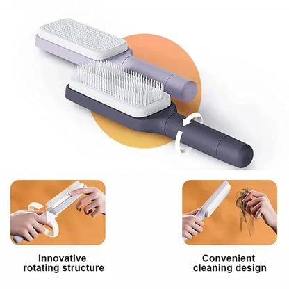 Self-Cleaning Rotating Hair Brush