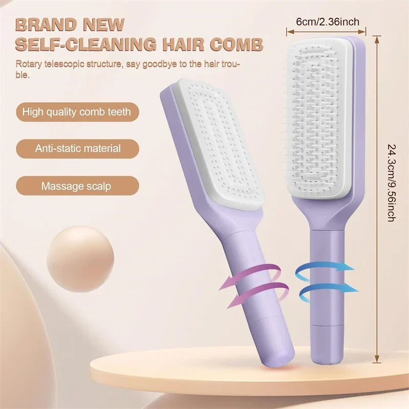Self-Cleaning Rotating Hair Brush