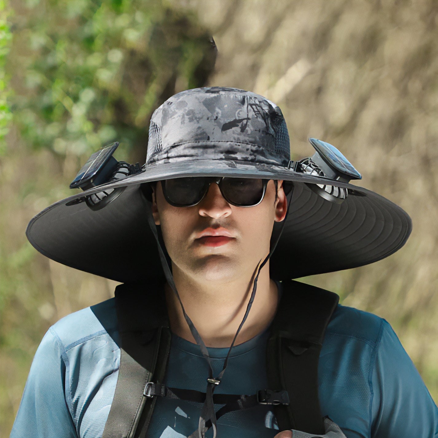 Solar Fan Hat with Dual Power Supply